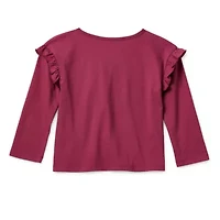 Okie Dokie Toddler & Little Girls Round Neck Long Sleeve Regular Fit Graphic T-Shirt