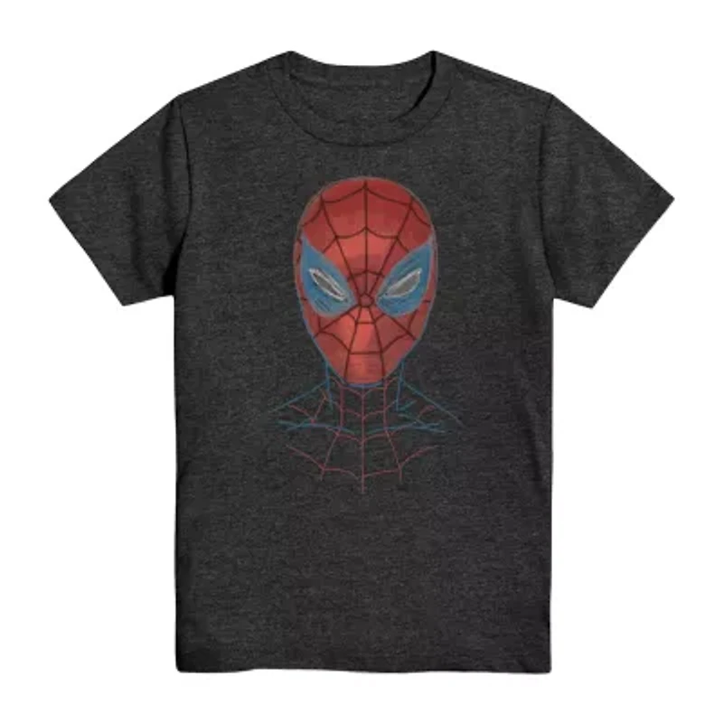 Little & Big Kid Boys Crew Neck Short Sleeve Regular Fit Spiderman Husky Graphic T-Shirt