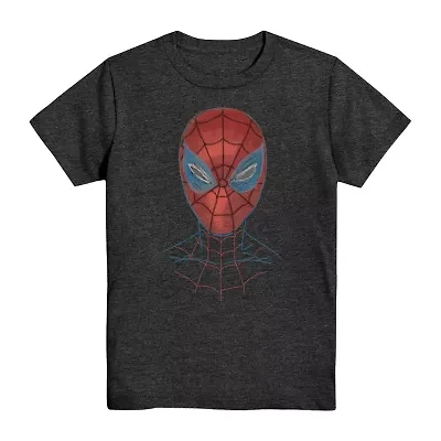 Little & Big Kid Boys Crew Neck Short Sleeve Regular Fit Spiderman Husky Graphic T-Shirt