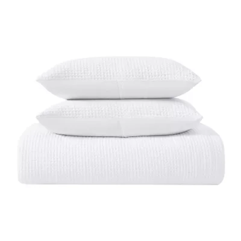 Truly Soft Textured Waffle Midweight Comforter Set