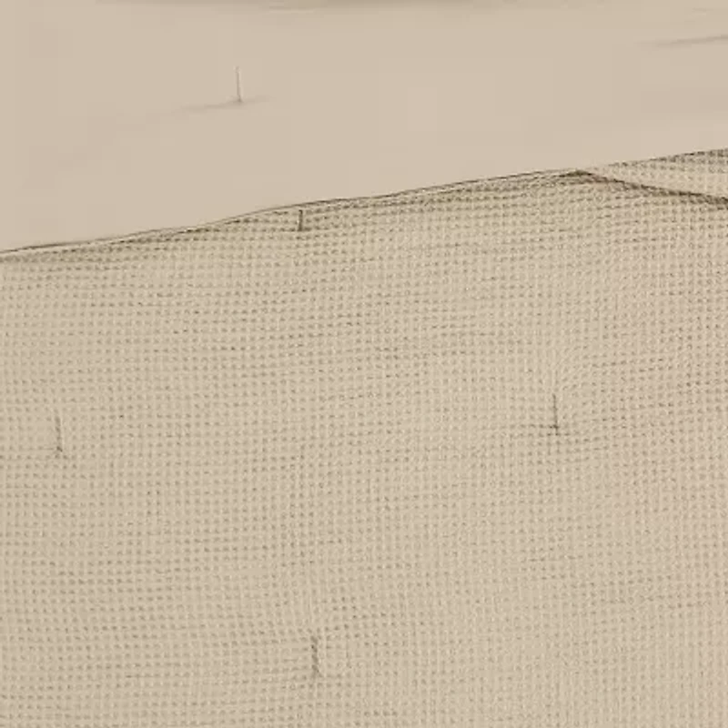 Truly Soft Textured Waffle Midweight Comforter Set