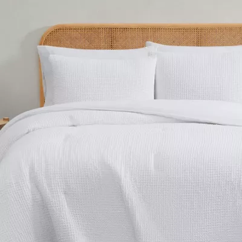 Truly Soft Textured Waffle Midweight Comforter Set