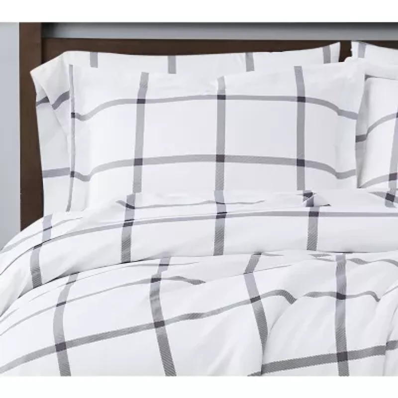 Truly Soft Printed Windowpane Duvet Cover Set