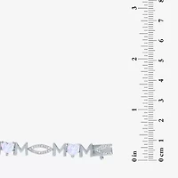 "Mom" Womens Lab Created White Opal Sterling Silver 7.5 Inch Tennis Bracelet