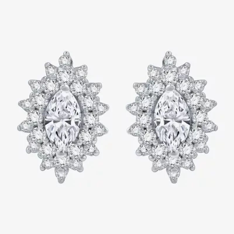 (G, Si1-Si2) 1 CT. T.W. Lab Grown White Diamond 10K White Gold 12.4mm Marquise Stud Earrings