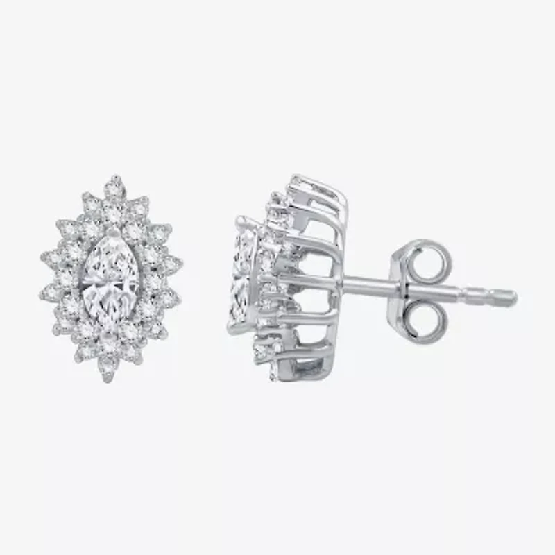 (G, Si1-Si2) 1 CT. T.W. Lab Grown White Diamond 10K White Gold 12.4mm Marquise Stud Earrings