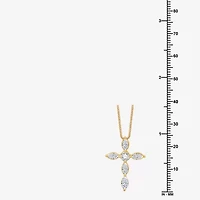(G Womens 1 CT. T.W. Lab Grown White Diamond 10K Gold Cross 18 Inch Pendant Necklace