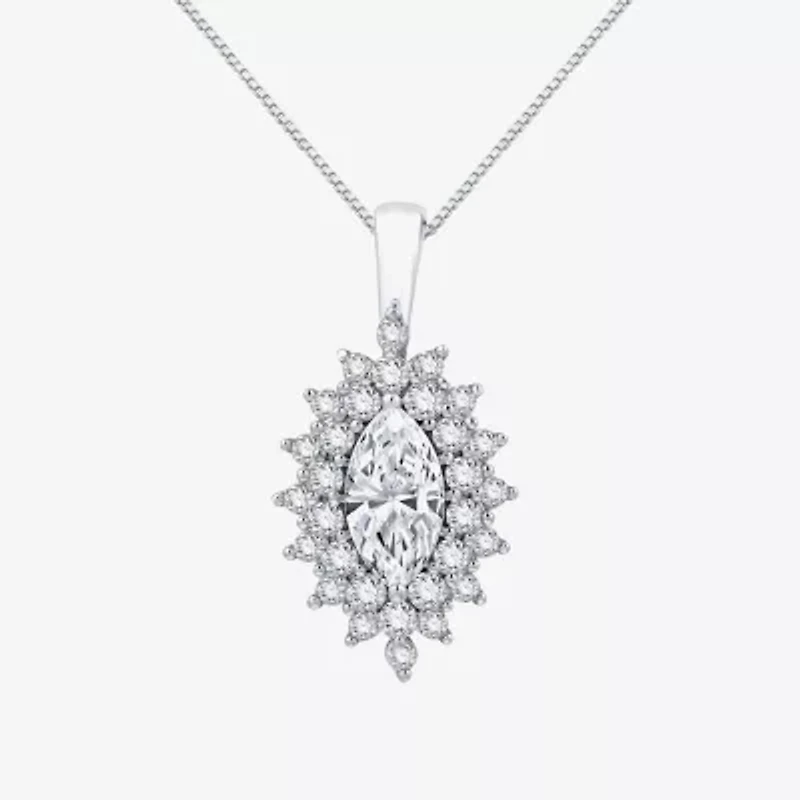 (G Womens 1 3/4 CT. T.W. Lab Grown White Diamond 10K White Gold 18 Inch Pendant Necklace