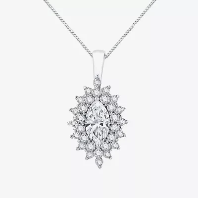 (G Womens 1 3/4 CT. T.W. Lab Grown White Diamond 10K White Gold 18 Inch Pendant Necklace