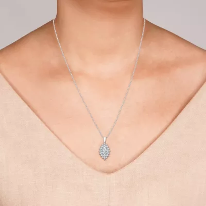 (G Womens 1 3/4 CT. T.W. Lab Grown White Diamond 10K White Gold 18 Inch Pendant Necklace