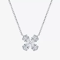 (G / Si1 - Si2) Womens 1 CT. T.W. Lab Grown White Diamond 10K White Gold Clover Pear 18 Inch Pendant Necklace