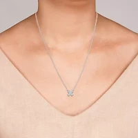 (G / Si1 - Si2) Womens 1 CT. T.W. Lab Grown White Diamond 10K White Gold Clover Pear 18 Inch Pendant Necklace