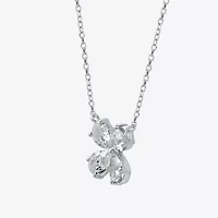 (G / Si1 - Si2) Womens 1 CT. T.W. Lab Grown White Diamond 10K White Gold Clover Pear 18 Inch Pendant Necklace