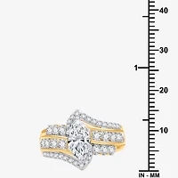 (G, Si1-Si2) Womens 2 CT. T.W. Lab Grown White Diamond 10K Gold Marquise Side Stone Cocktail Ring