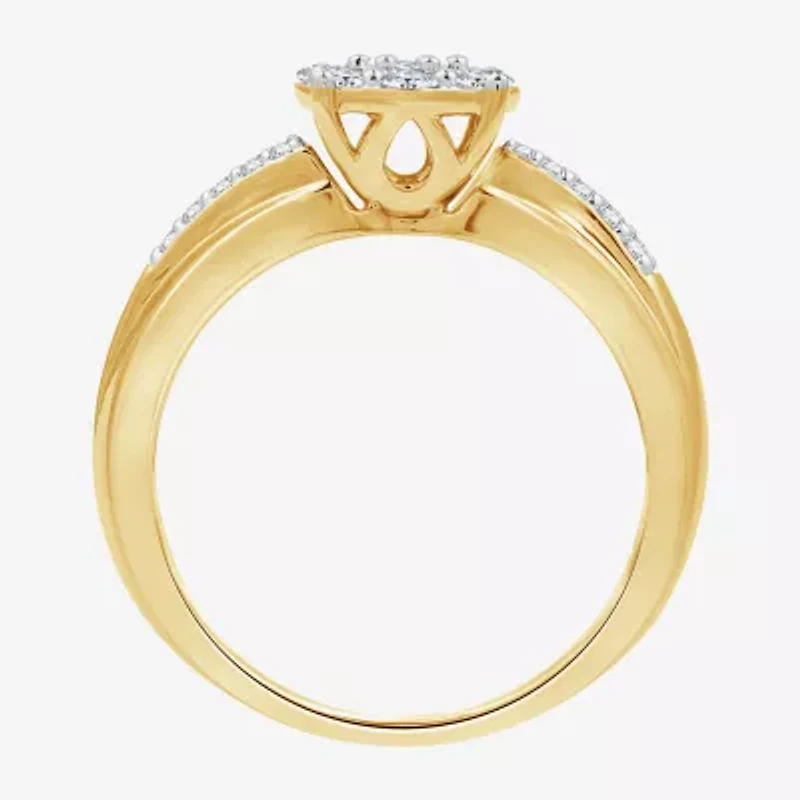 (H-I / I1) Womens 1/2 CT. T.W. Lab Grown White Diamond 14K Gold Over Silver Side Stone Bridal Set