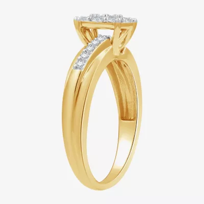(H-I / I1) Womens 1/2 CT. T.W. Lab Grown White Diamond 14K Gold Over Silver Side Stone Bridal Set