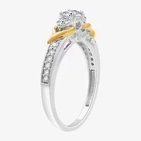 (H-I / I1) Womens 1/2 CT. T.W. Lab Grown White Diamond 14K Gold Over Silver Sterling Side Stone Engagement Ring
