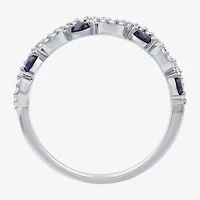 I Said Yes (H-I/I1) Womens 1/8 CT. T.W. Lab Created Blue Sapphire Sterling Silver Wedding Band
