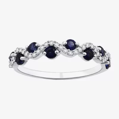 I Said Yes (H-I/I1) Womens 1/8 CT. T.W. Lab Created Blue Sapphire Sterling Silver Wedding Band