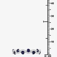I Said Yes (H-I/I1) Womens 1/8 CT. T.W. Lab Created Blue Sapphire Sterling Silver Wedding Band