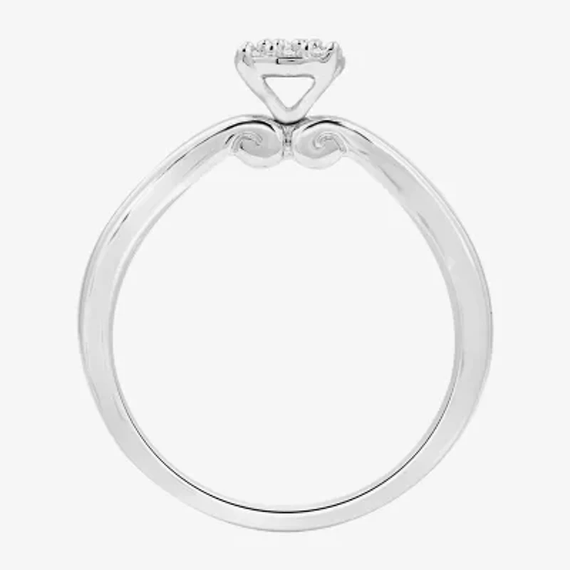 (H-I / I1) Womens 1/5 CT. Lab Grown White Diamond Sterling Silver Round Side Stone Engagement Ring