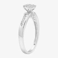 (H-I / I1) Womens 1/5 CT. Lab Grown White Diamond Sterling Silver Round Side Stone Engagement Ring