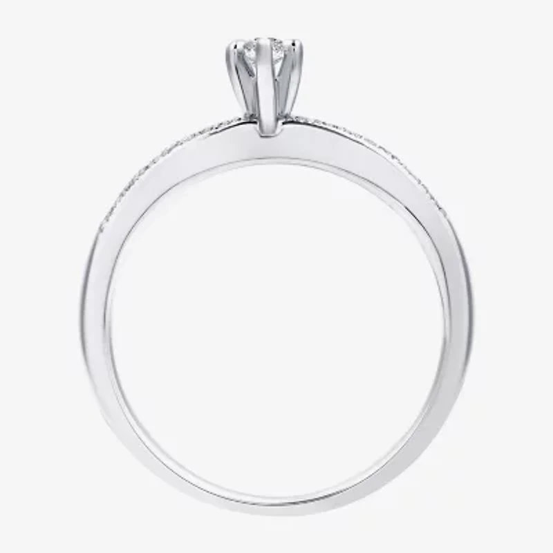 I Said Yes (H-I / I1) Womens 1/3 CT. T.W. Lab Grown White Diamond Sterling Silver Side Stone Engagement Ring