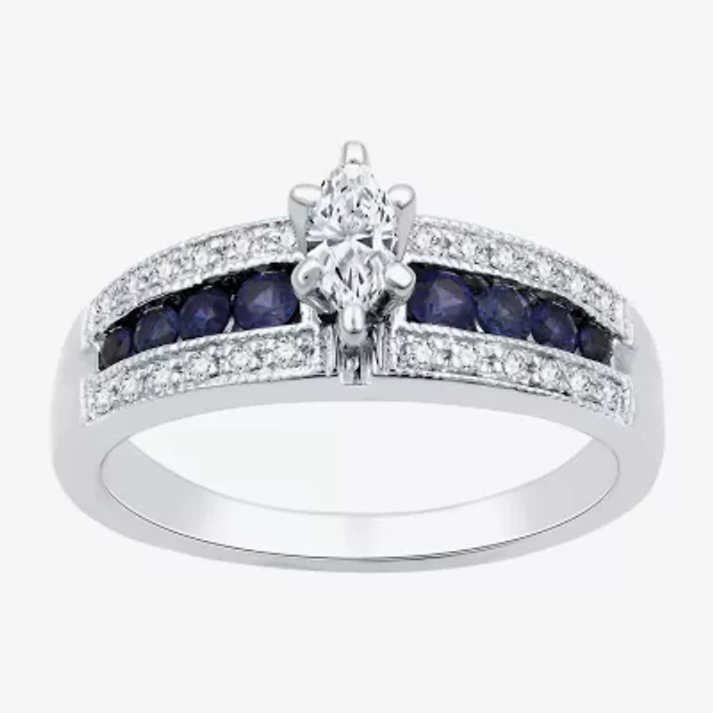 I Said Yes (H-I / I1) Womens 1/3 CT. T.W. Lab Grown White Diamond Sterling Silver Side Stone Engagement Ring