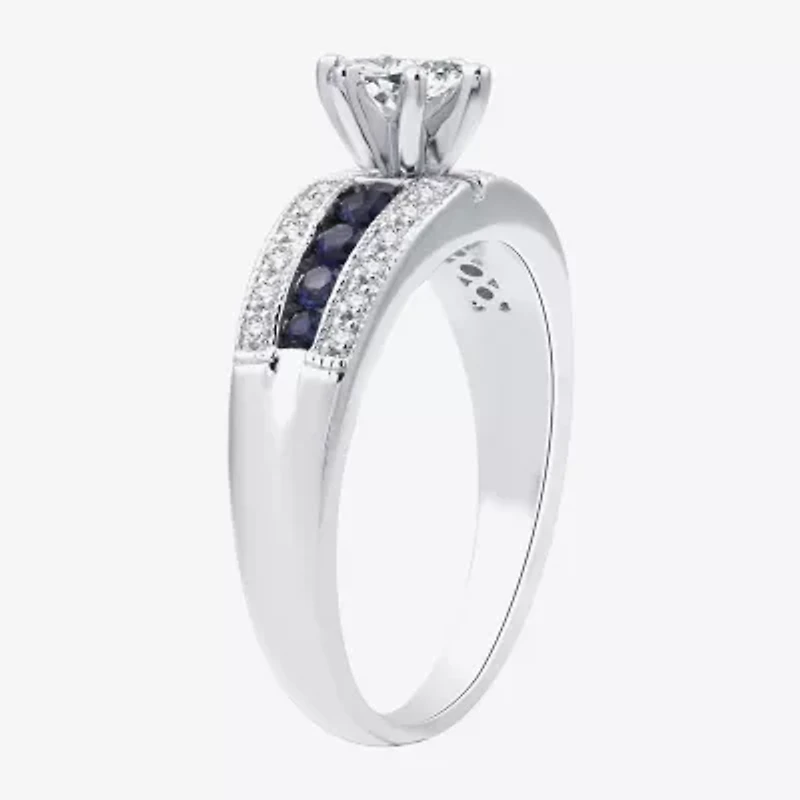 I Said Yes (H-I / I1) Womens 1/3 CT. T.W. Lab Grown White Diamond Sterling Silver Side Stone Engagement Ring