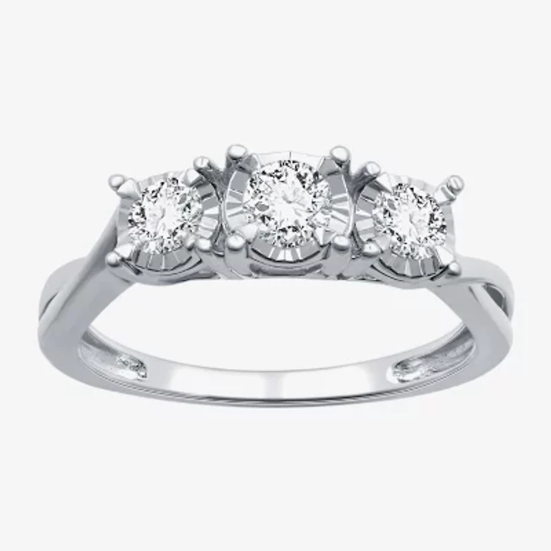 I Said Yes (H-I / I1) Womens 1/2 CT. T.W. Lab Grown White Diamond Sterling Silver 3-Stone Engagement Ring