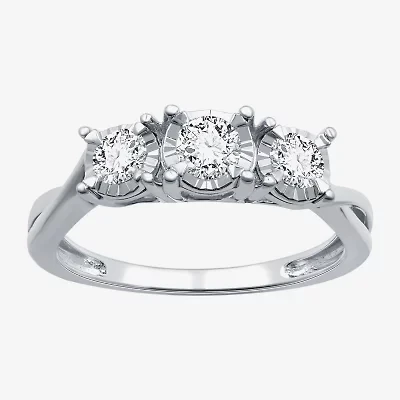 I Said Yes (H-I / I1) Womens 1/2 CT. T.W. Lab Grown White Diamond Sterling Silver 3-Stone Engagement Ring