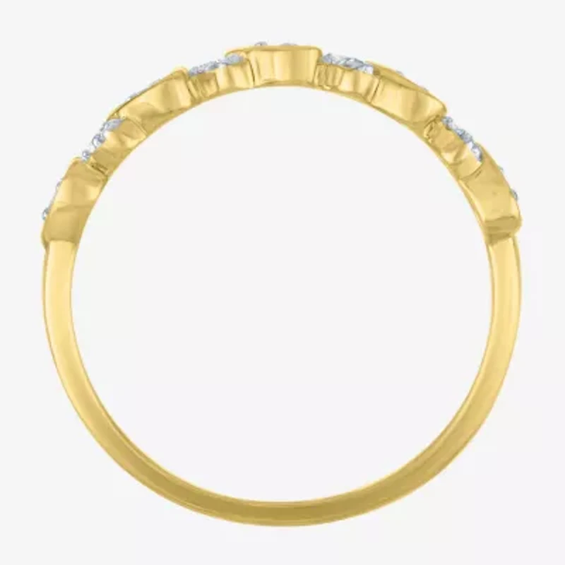 (G-H / Si2-I1) Womens 4MM 1/10 CT. T.W. Lab Grown White Diamond 10K Gold Heart Wedding Band