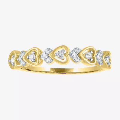 (G-H / Si2-I1) Womens 4MM 1/10 CT. T.W. Lab Grown White Diamond 10K Gold Heart Wedding Band