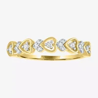 (G-H / Si2-I1) Womens 4MM 1/10 CT. T.W. Lab Grown White Diamond 10K Gold Heart Wedding Band