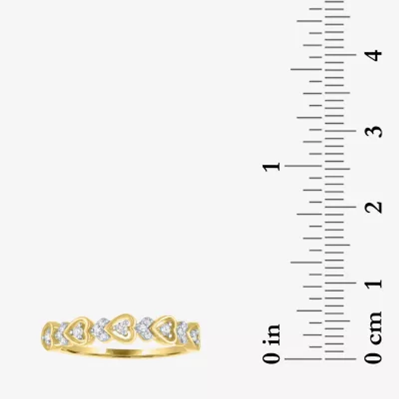 (G-H / Si2-I1) Womens 4MM 1/10 CT. T.W. Lab Grown White Diamond 10K Gold Heart Wedding Band