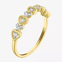 (G-H / Si2-I1) Womens 4MM 1/10 CT. T.W. Lab Grown White Diamond 10K Gold Heart Wedding Band