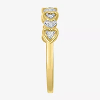 (G-H / Si2-I1) Womens 4MM 1/10 CT. T.W. Lab Grown White Diamond 10K Gold Heart Wedding Band