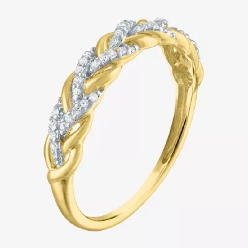 (G-H / Si2-I1) Womens 1/10 CT. T.W. Lab Grown White Diamond 10K Rose Gold Wedding Band