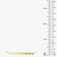 Womens 10K Gold 7.25 Inch Solid Link Heart Chain Bracelet