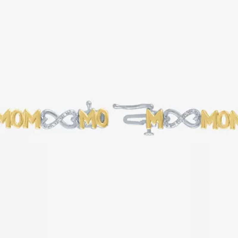 "Mom" Womens 1/10 CT. T.W. Natural White Diamond 14K Rose Gold Over Silver Sterling Infinity 7.5 Inch Tennis Bracelet