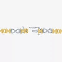 "Mom" Womens 1/10 CT. T.W. Natural White Diamond 14K Rose Gold Over Silver Sterling Infinity 7.5 Inch Tennis Bracelet