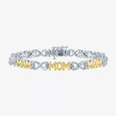 "Mom" Womens 1/10 CT. T.W. Natural White Diamond 14K Rose Gold Over Silver Sterling Infinity 7.5 Inch Tennis Bracelet