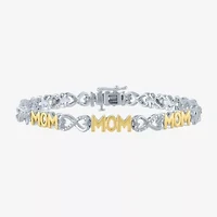 "Mom" Womens 1/10 CT. T.W. Natural White Diamond 14K Rose Gold Over Silver Sterling Infinity 7.5 Inch Tennis Bracelet