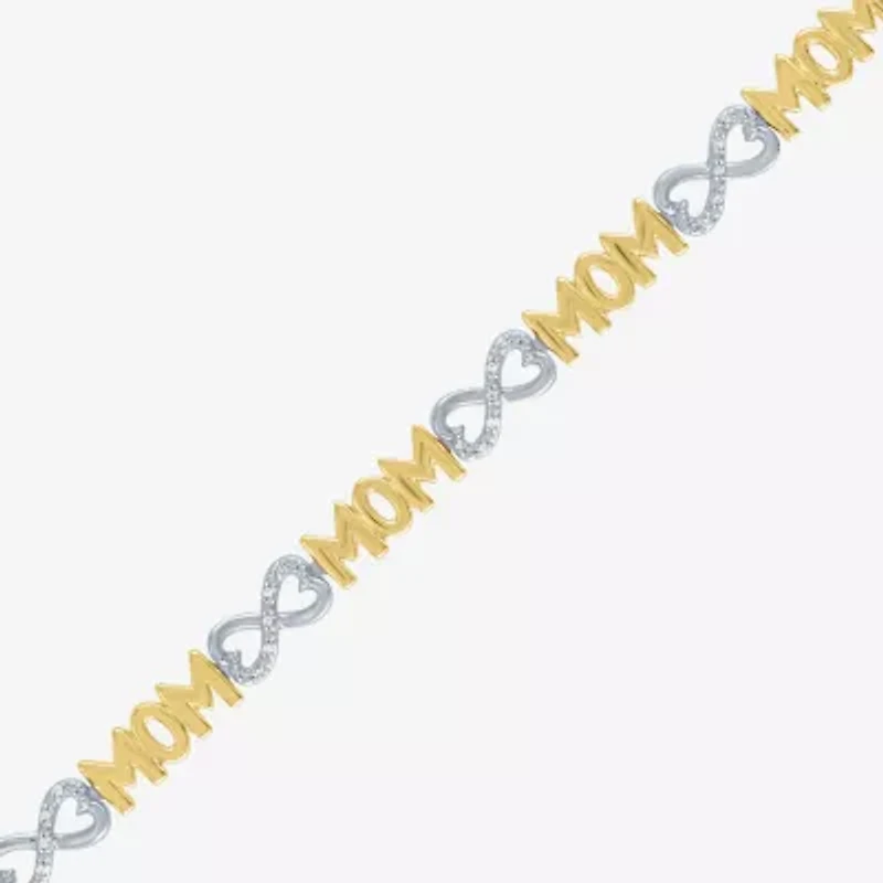 "Mom" Womens 1/10 CT. T.W. Natural White Diamond 14K Rose Gold Over Silver Sterling Infinity 7.5 Inch Tennis Bracelet