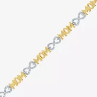 "Mom" Womens 1/10 CT. T.W. Natural White Diamond 14K Rose Gold Over Silver Sterling Infinity 7.5 Inch Tennis Bracelet