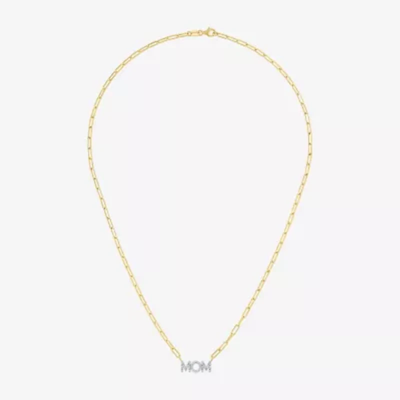 Diamond Addiction "Mom" (G-H / I1-12) Womens 1/10 CT. T.W. Lab Grown White Diamond 14K Gold Over Silver 18 Inch Pendant Necklace