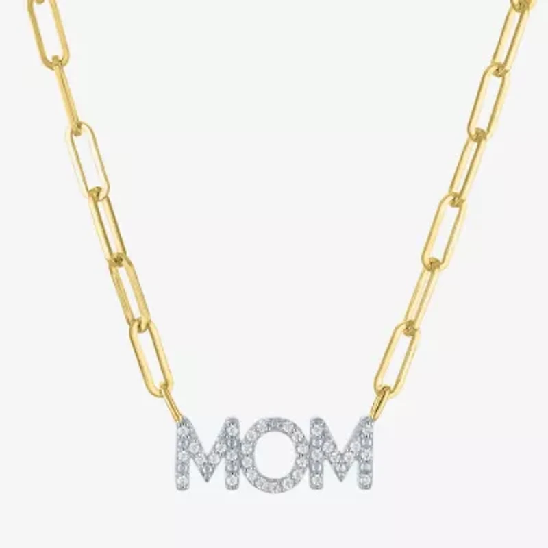 Diamond Addiction "Mom" (G-H / I1-12) Womens 1/10 CT. T.W. Lab Grown White Diamond 14K Gold Over Silver 18 Inch Pendant Necklace
