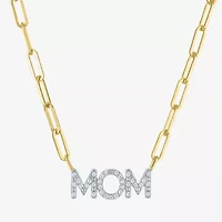 Diamond Addiction "Mom" (G-H / I1-12) Womens 1/10 CT. T.W. Lab Grown White Diamond 14K Gold Over Silver 18 Inch Pendant Necklace