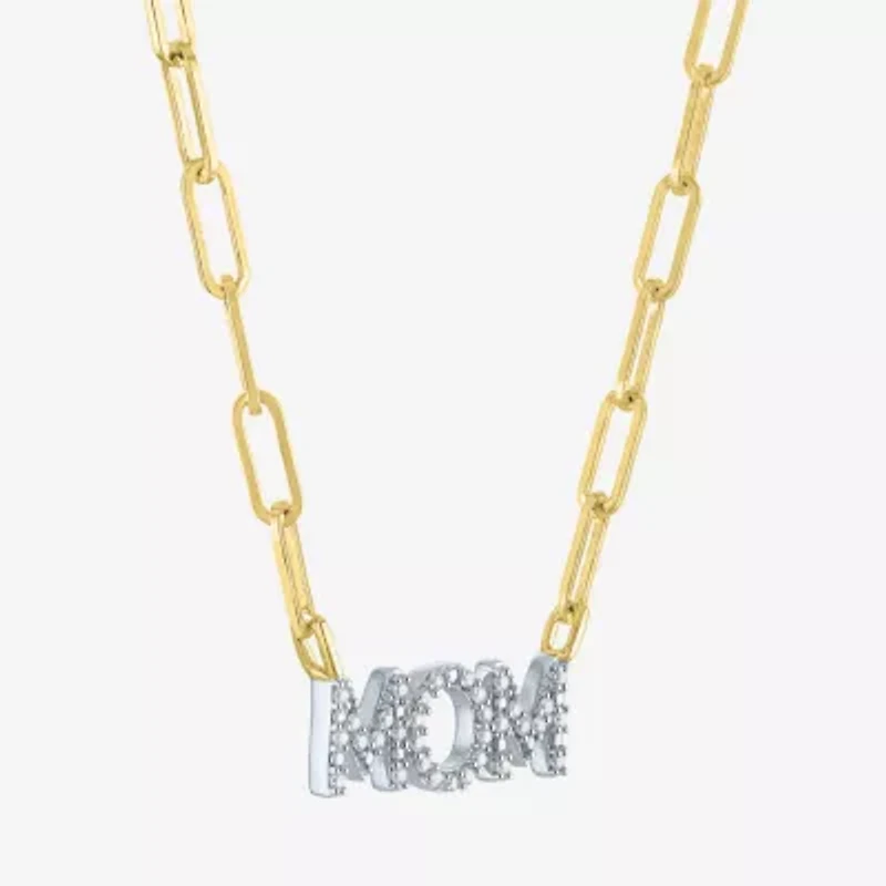 Diamond Addiction "Mom" (G-H / I1-12) Womens 1/10 CT. T.W. Lab Grown White Diamond 14K Gold Over Silver 18 Inch Pendant Necklace