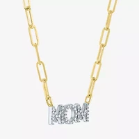 Diamond Addiction "Mom" (G-H / I1-12) Womens 1/10 CT. T.W. Lab Grown White Diamond 14K Gold Over Silver 18 Inch Pendant Necklace